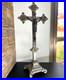 Large-Antique-French-crucifix-metal-Cross-Religious-Jesus-Christ-Church-Rare-01-sik