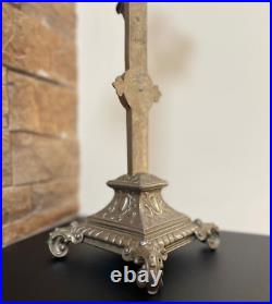 Large Antique French crucifix metal Cross Religious Jesus Christ Church Rare Large Antique French crucifix metal Cross Religious Jesus Christ Church Rare