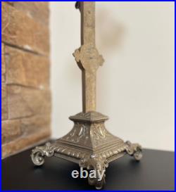 Large Antique French crucifix metal Cross Religious Jesus Christ Church Rare Large Antique French crucifix metal Cross Religious Jesus Christ Church Rare