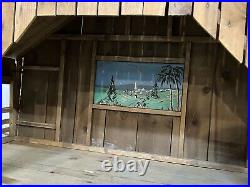 Large Antique Nativity Set Stable Painted Background from Catholic Church 33H