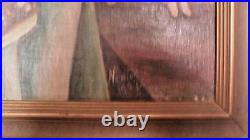 Large Antique Painting Dated 42 X 34