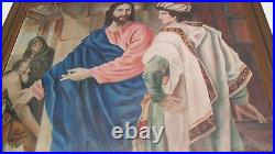 Large Antique Painting Dated 42 X 34
