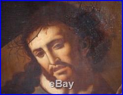 Large Antique Portrait of Jesus Christ Religious Art Painting Unsigned