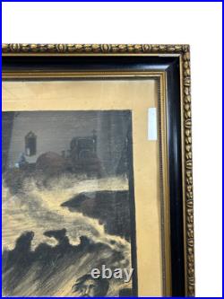 Large Antique Religious Lithograph Print Jesus Calming Storm H Cuwet 58 H Large Antique Religious Lithograph Print Jesus Calming Storm H Cuwet 58 H