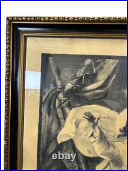 Large Antique Religious Lithograph Print Jesus Calming Storm H Cuwet 58 H