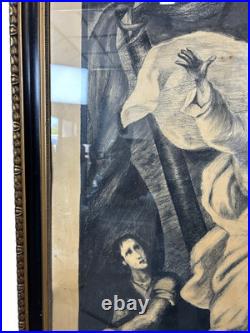 Large Antique Religious Lithograph Print Jesus Calming Storm H Cuwet 58 H