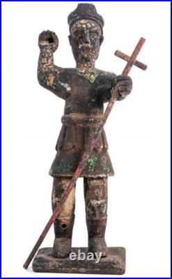 Large Antique Wooden Santo/Bulto Archangel San Miguel 15 Tall Religious Large Antique Wooden Santo/Bulto Archangel San Miguel 15 Tall Religious