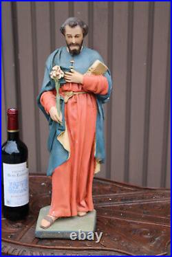Large Antique saint albertus magnus Figurine ceramic religious statue rare