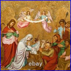 Large German 16th Century Old Master Adoration Of The Shepherds Antique Painting
