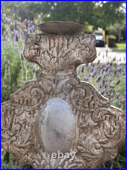 Large Italian Altar Style Wooden Candle Holder 16 High