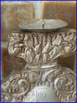 Large Italian Altar Style Wooden Candle Holder 16 High