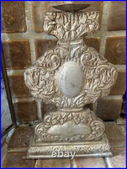 Large Italian Altar Style Wooden Candle Holder 16 High