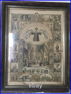 Large Vintage Antique Angel Religious Framed Print 31 x 24