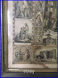 Large Vintage Antique Angel Religious Framed Print 31 x 24