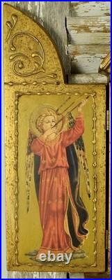 Large Vintage Religious Wood Triptyque, Altar, Icon, Virgin Mary, Jesus, Angels Large Vintage Religious Wood Triptyque, Altar, Icon, Virgin Mary, Jesus, Angels
