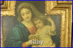 Large Vintage Religious Wood Triptyque, Altar, Icon, Virgin Mary, Jesus, Angels Large Vintage Religious Wood Triptyque, Altar, Icon, Virgin Mary, Jesus, Angels