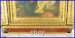 Large Vintage Religious Wood Triptyque, Altar, Icon, Virgin Mary, Jesus, Angels Large Vintage Religious Wood Triptyque, Altar, Icon, Virgin Mary, Jesus, Angels