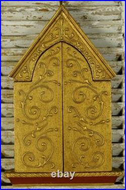 Large Vintage Religious Wood Triptyque, Altar, Icon, Virgin Mary, Jesus, Angels Large Vintage Religious Wood Triptyque, Altar, Icon, Virgin Mary, Jesus, Angels