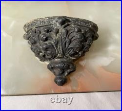 Large antique Tschudin religious Catholic onyx stone bronze wall font plaque Large antique Tschudin religious Catholic onyx stone bronze wall font plaque