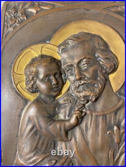 Large antique Tschudin religious Catholic onyx stone bronze wall font plaque Large antique Tschudin religious Catholic onyx stone bronze wall font plaque