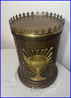 Large antique bronze religious Catholic church altar tabernacle offering box