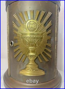 Large antique bronze religious Catholic church altar tabernacle offering box