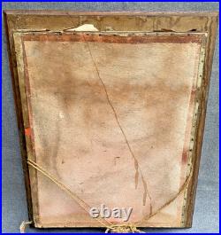 Large antique italian lighting religious icon early 1900's wood frame