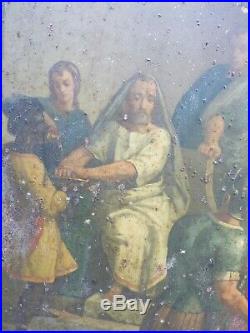 Large antique old master oil painting on metal Jesus Christ A/F