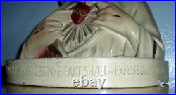 Last Rites Box Antique Sacred Heart Of Jesus Religious Chalkware Statue Sick