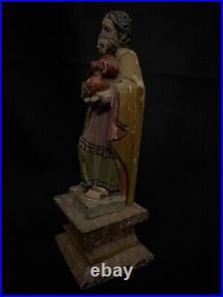 Late 19th Century 12 Religious Wood Santos With Child