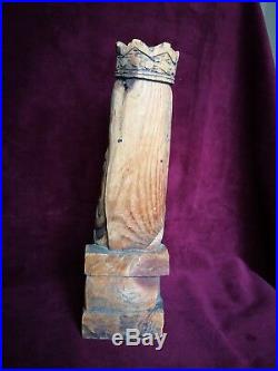 Late 19th Century Carved Pine'Black Madonna' Religious Figure 36cm Tall