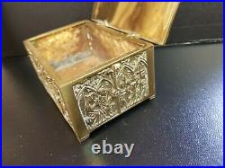 Late Victorian Medieval Gothic Revival Brass Casket / Box Heavy Religious