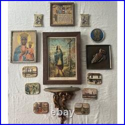 Lot 14 vintage miniature gallery wall complete art pictures religious lady set