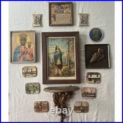 Lot 14 vintage miniature gallery wall complete art pictures religious lady set