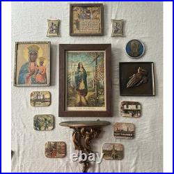 Lot 14 vintage miniature gallery wall complete art pictures religious lady set