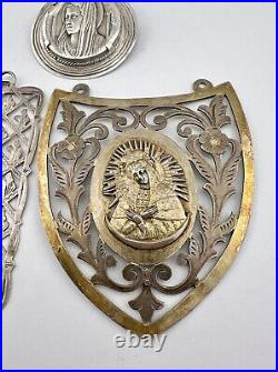 Lot Antique. 800 Silver Catholic Religious Holy Vergin Mary Jesus Pendants