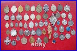 Lot Of 56 Pcs Different Saints Antique Religious Beautifully Detailed Rare Medal