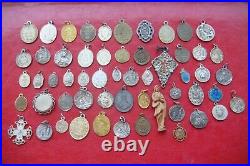 Lot Of 56 Pcs Different Saints Antique Religious Beautifully Detailed Rare Medal