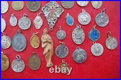 Lot Of 56 Pcs Different Saints Antique Religious Beautifully Detailed Rare Medal