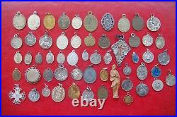 Lot Of 56 Pcs Different Saints Antique Religious Beautifully Detailed Rare Medal