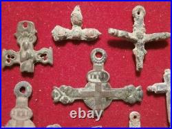 Lot Of Bronze Cross Religious Pectoral Crucifixes Antique Pirate 17-20th C