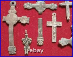 Lot Of Bronze Cross Religious Pectoral Crucifixes Antique Pirate 17-20th C