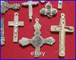 Lot Of Bronze Cross Religious Pectoral Crucifixes Antique Pirate 17-20th C