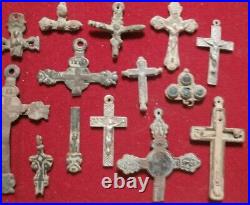 Lot Of Bronze Cross Religious Pectoral Crucifixes Antique Pirate 17-20th C