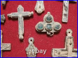 Lot Of Bronze Cross Religious Pectoral Crucifixes Antique Pirate 17-20th C