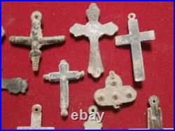 Lot Of Bronze Cross Religious Pectoral Crucifixes Antique Pirate 17-20th C