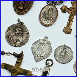 Lot of 26 Antique & Vintage Catholic Religious Medals & Items
