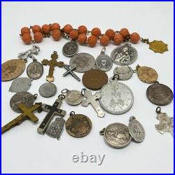 Lot of 26 Antique & Vintage Catholic Religious Medals & Items