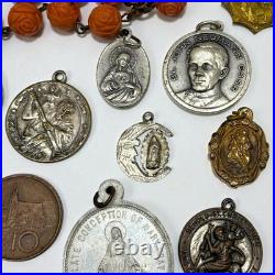 Lot of 26 Antique & Vintage Catholic Religious Medals & Items