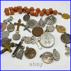 Lot of 26 Antique & Vintage Catholic Religious Medals & Items